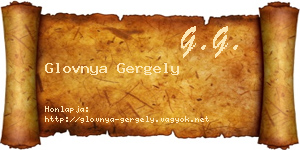 Glovnya Gergely névjegykártya